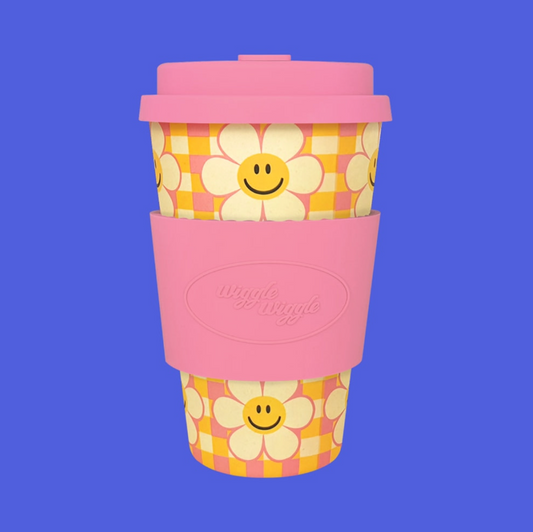 ｜WIGGLE WIGGLE｜ Smile We Love Check Bamboo Eco Mug Cup 400ml