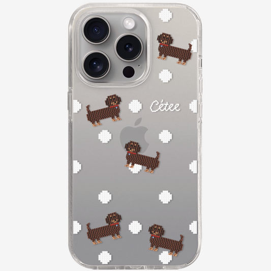 ｜That's a point｜ Dachshund and White Balls Clear Case (MagSafe)