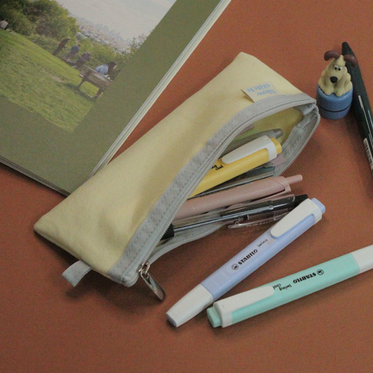 ｜SLOWSTITCH｜ Pencil Case (Lemon & Grey)