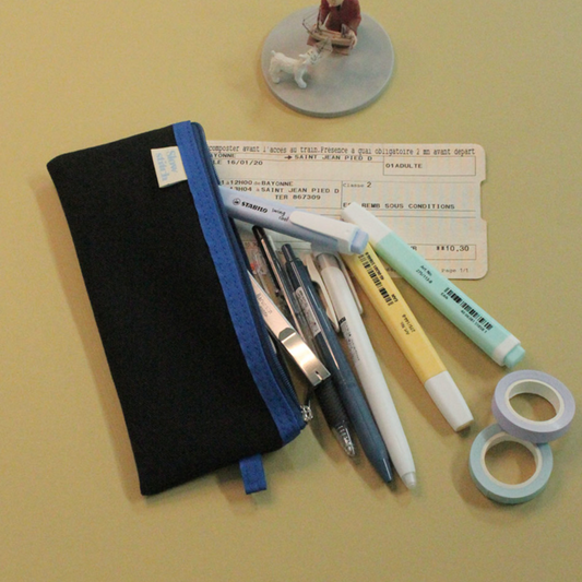 ｜SLOWSTITCH｜ Pencil Case (Black & Blue)
