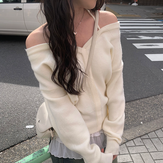 ｜anyonemore｜ Off-shoulder Loose Fit Knitwear
