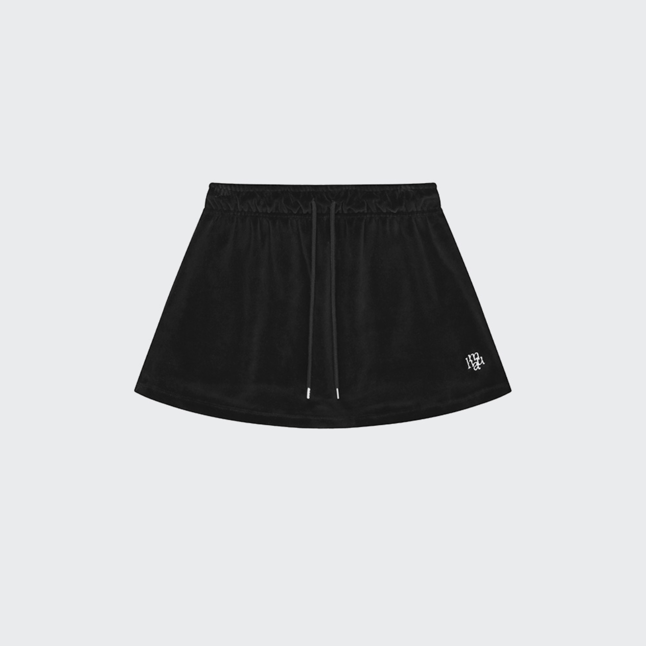 ｜muahmuah｜ Velour Training Hooded Skirt (Black)
