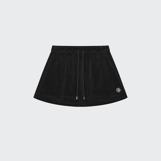 ｜muahmuah｜ Velour Training Hooded Skirt (Black)