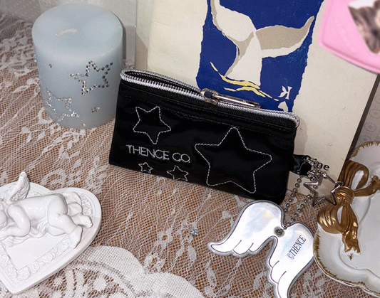 ｜THENCE｜ Glossy Stitch Wallet Black
