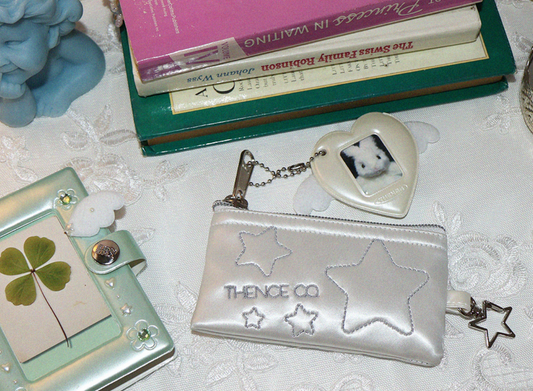 ｜THENCE｜ Glossy Stitch Wallet Cream