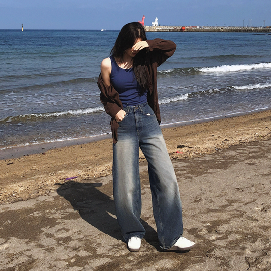 ｜SLOWAND｜ Vintage Teen Washing Wide Denim Pants