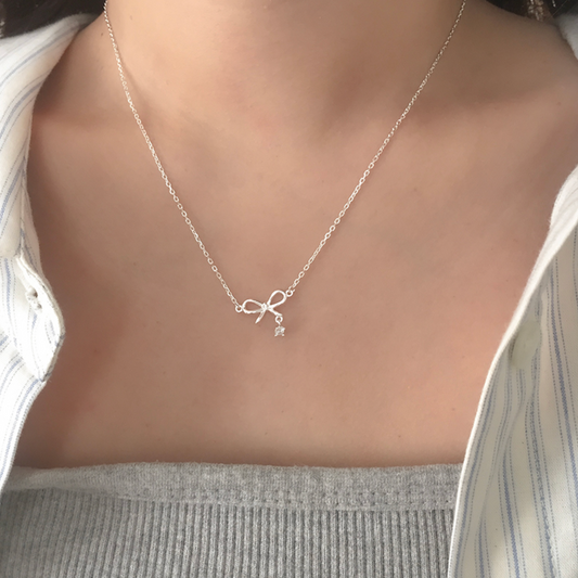 ｜moat｜ Lovely Ribbon Necklace (silver925)