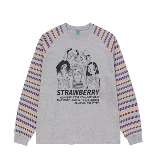 ｜WONDERVISITOR｜ Girls-PEN Raglan LS-T (Melange grey)