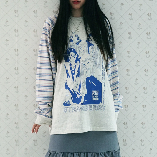 ｜WONDERVISITOR｜ Strawberry EP1 Raglan LS-T (Oatmeal)