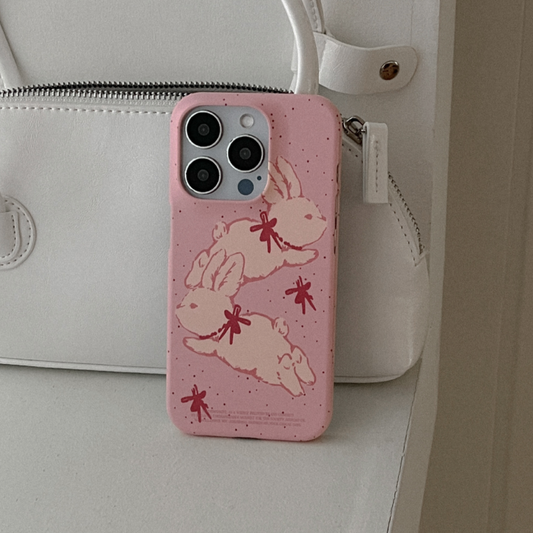 ｜Mademoment｜ Fuzzy Ribbon Bunny Hard Case