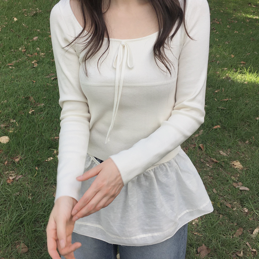｜SLOWAND｜ # SLOWMADE Ballerina Slim-Fit Ribbon Knitwear