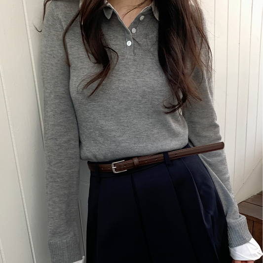 ｜SLOWAND｜ Basic Thin Fit Shirt Knitwear