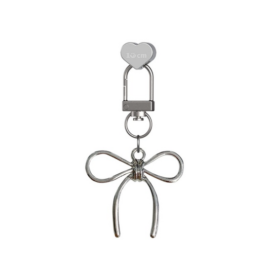 ｜168cm｜ Keychain Heart Charm (Silver Ribbon)
