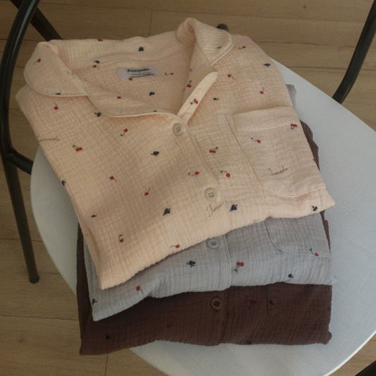 ｜Juuneedu｜ Cherry Yoru Cotton Short Sleeve Pajamas Set