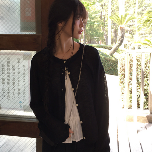 ｜anyonemore｜ Heather Linen Round Fit Daily Cardigan