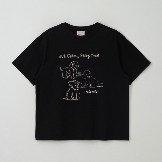 ｜rola rola｜ COOL FRIENDS PUPPY T-SHIRT BLACK