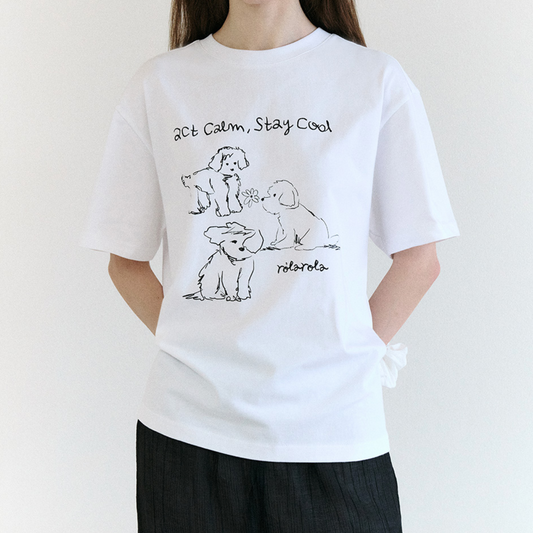 ｜rola rola｜ COOL FRIENDS PUPPY T-SHIRT WHITE