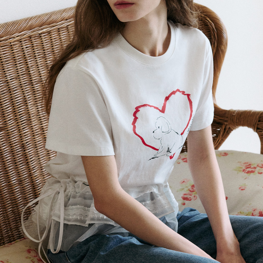 ｜rola rola｜ HEART FRIENDS PUPPY T-SHIRT WHITE