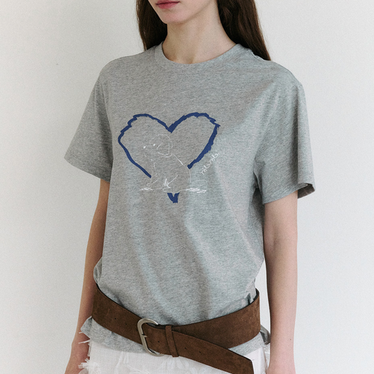 ｜rola rola｜ HEART FRIENDS PUPPY T-SHIRT GRAY