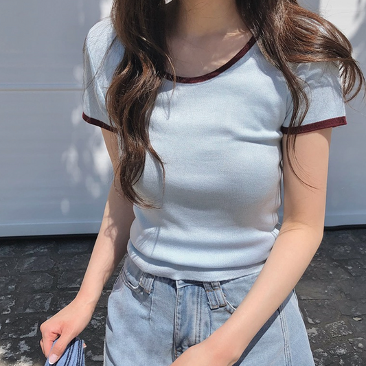 ｜SLOWAND｜ Colour Line Drip Knit Top