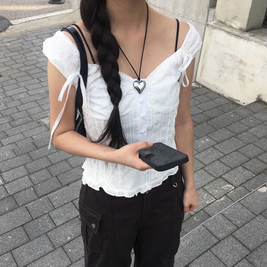 ｜anyonemore｜ Ribbon Strap Dff Sleeveless Blouse