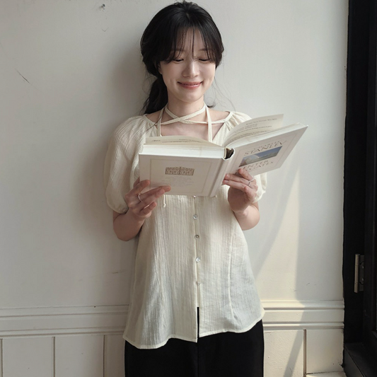 ｜SLOWAND｜ # SLOWMADE Summer Short-Sleeved Blouse