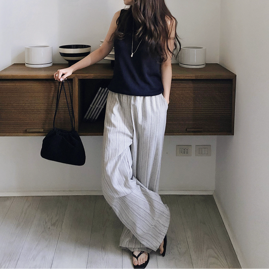 ｜SLOWAND｜ Cozy Summer Stripe Linen Pants