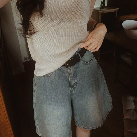 ｜SLOWAND｜ Bermuda Cover Washing Half-Length Denim Pants