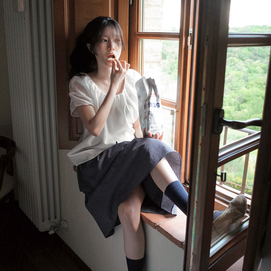 ｜SLOWAND｜ # SLOWMADE MOMEN Fine Checkered Skirt