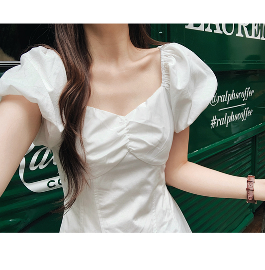 ｜SLOWAND｜ Bloom Shirring Puff Dress