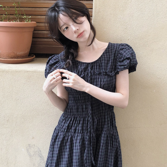 ｜SLOWAND｜ ONLY SLOW TENA Checkered Long Dress