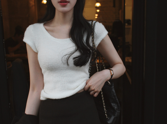 ｜SLOWAND｜ # SLOWMADE Soft and Fleece-Fit Knitwear Slim Top