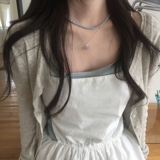 ｜moat｜ Milky Heart Necklace (Silver925)