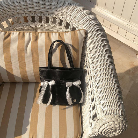 ｜ovuni｜ MINI EASY RIBBON BAG BLACK