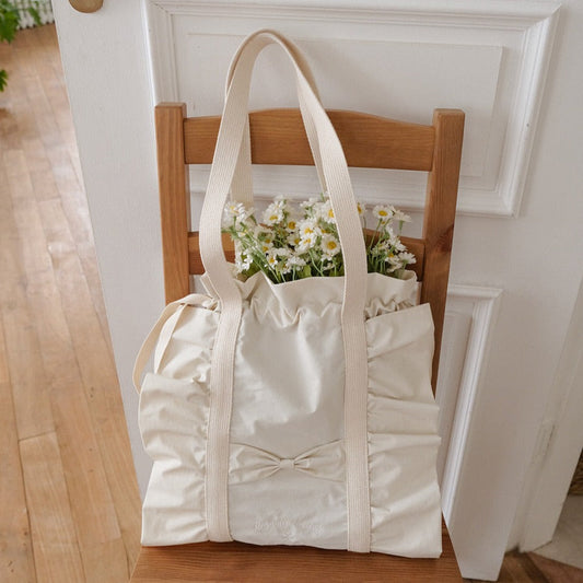 ｜ovuni｜ RUFFLE DRAWSTRING BAG (Ivory)