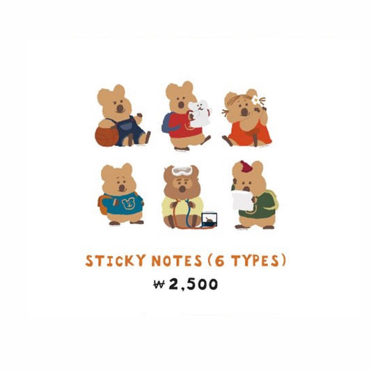 ｜Dinotaeng｜ Quokka in School Sticky Notes (6Types) (PRE-ORDER)