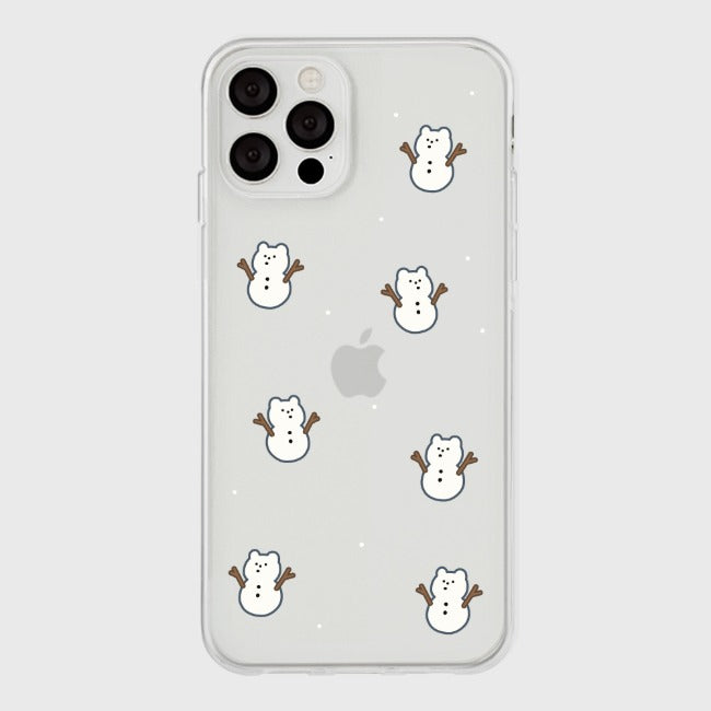 ｜THENINEMALL｜ 패턴 스노우맨 Clear Phone Case