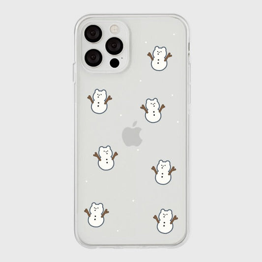 ｜THENINEMALL｜ 패턴 스노우맨 Clear Phone Case