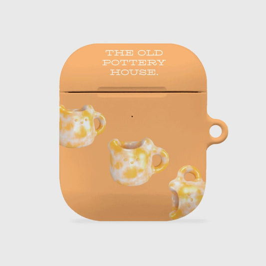 ｜THENINEMALL｜ 패턴 오렌지 포터리 AirPods Hard Case