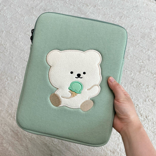 ｜BAMTOREE｜ Cookie Bear Ipad Pouch (Mint)