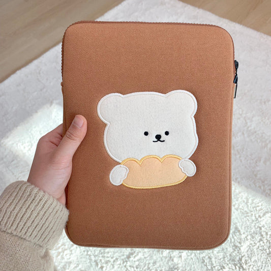 ｜BAMTOREE｜ Cookie Bear Laptop Case/ Ipad Pouch (Brown)