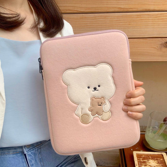 ｜BAMTOREE｜ Cookie Bear Laptop Case/ Ipad Pouch (Pink)