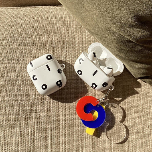 ｜collagevacance｜ Logo Alphabet AirPods Case (White)