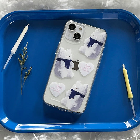 ｜THENINEMALL｜ Pattern Gummy Snowman Clear Phone Case (3 types)