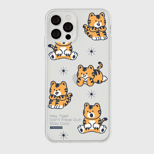 ｜THENINEMALL｜ Pattern Hey Tiger Clear Phone Case (3 types)