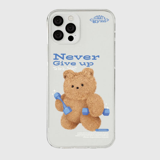 ｜THENINEMALL｜ Work Out Teddy Clear Phone Case (3 types)